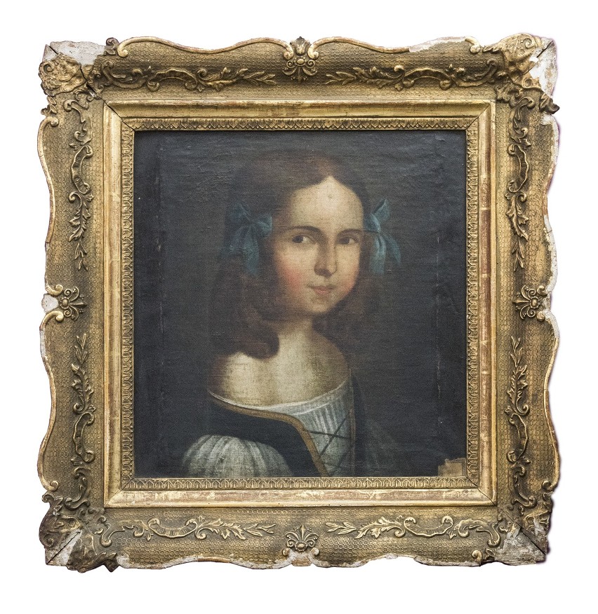 Portret dziewczynki, olej na płótnie, malarz nieznany, XIX...