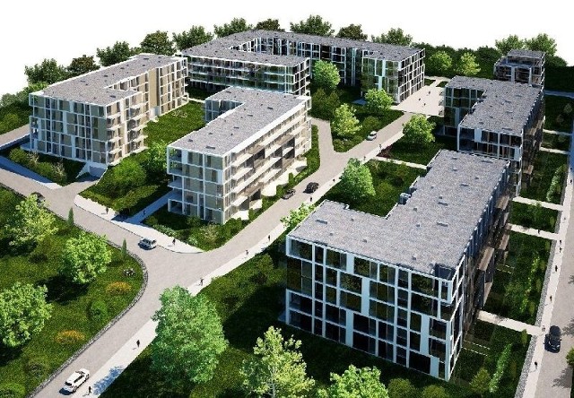 Widok Osiedla Nowy Baranówek - planOsiedle Nowy Baranówek będzie składało się z sześciu bloków mieszkalnych różnej wielkości. Pierwszy etap jego budowy obejmuje wykonanie czteropiętrowego budynku, w którym znajdzie się 59 mieszkań o powierzchni od 28 do 78 metrów kwadratowych.