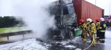 Pożar ciężarówki na autostradzie A1 pod Grudziądzem. Ciągnik spłonął doszczętnie. Zobacz zdjęcia 