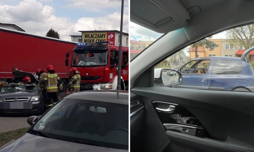 Dwa zdarzenia w Zdrojach. Wypadek na ulicy Gryfińskiej w Szczecinie. Osobówka zderzyła się z wozem straży pożarnej. Droga bez przejazdu 