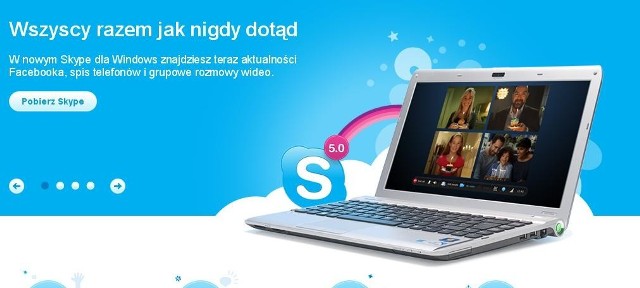 Strona internetowa SKype