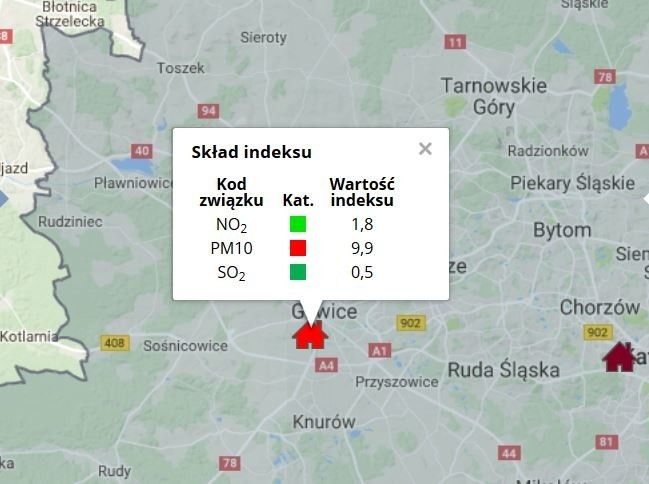 Stężenie pyłu zawieszonego w poniedziałek 5 marca 2017 nawet...