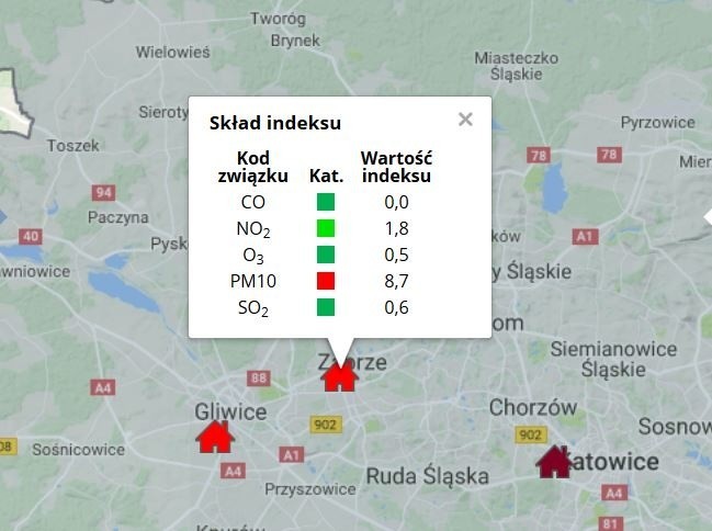 Stężenie pyłu zawieszonego w poniedziałek 5 marca 2017 nawet...