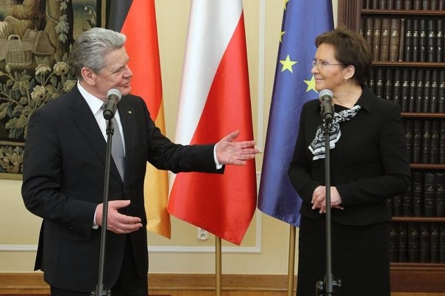 Prezydent Joachim Gauck podczas spotkania z marszałek Sejmu Ewą Kopacz.