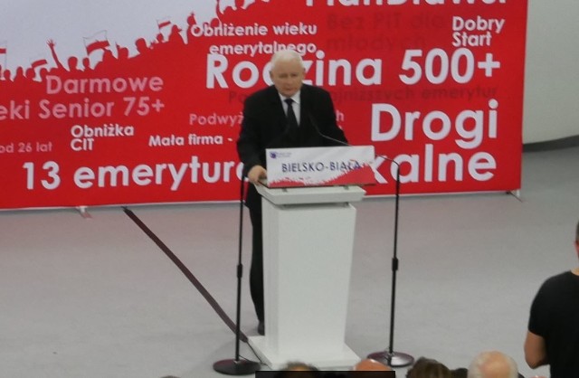 Jarosław Kaczynski przyjechał na konwencję wyborczą do Bielska-Białej