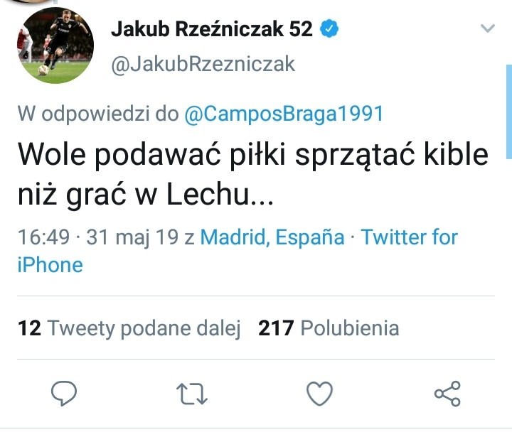 Jakub Rzeźniczak o grze w Lechu Poznań. "Wolę sprzątać kible"