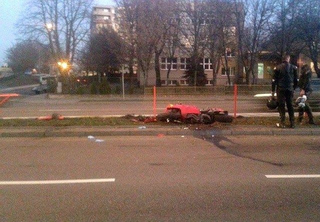 Wypadek motocyklisty na ulicy Antoniukowskiej