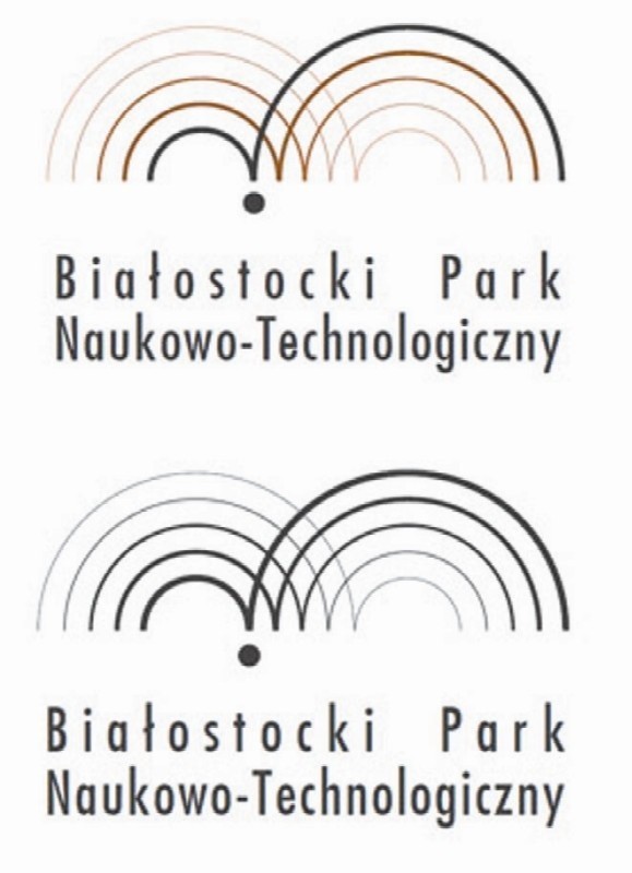 Dwie wersje kolorystyczne logo Białostockiego Parku Naukowo-Technologicznego.