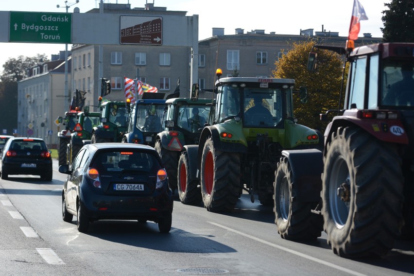 Protest rolników w Grudziądzu 28 października 2020 przeciw...