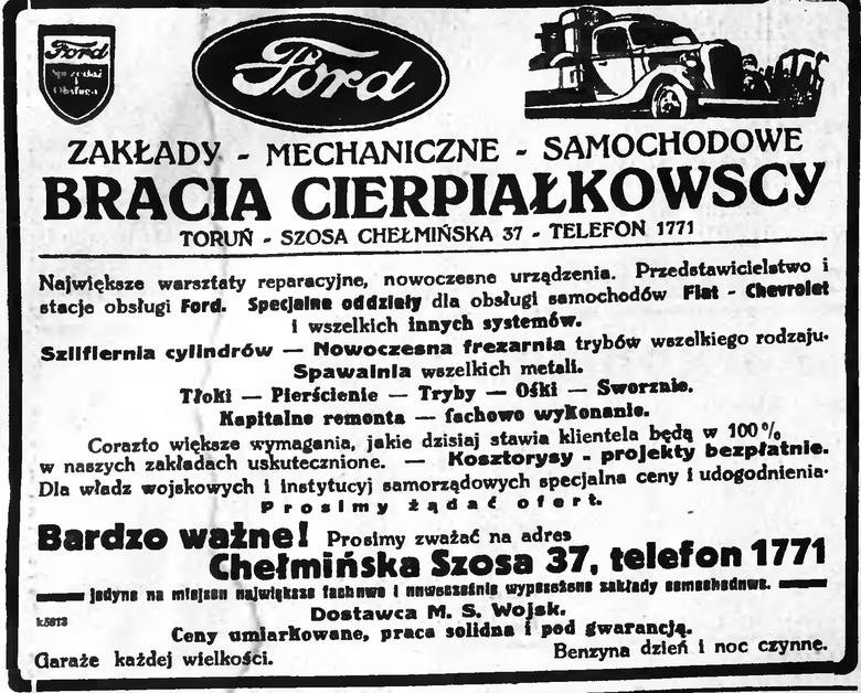Przedwojenna reklama fabryki braci Cierpiałkowskich