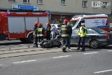 Wypadek na ul. Wyszyńskiego. Auto zderzyło się z motocyklem [ZDJĘCIA, WIDEO]