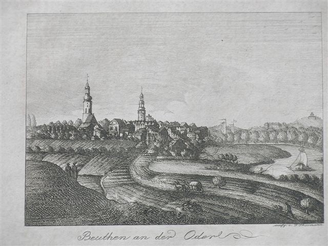 To panorama Bytomia Odrzańskiego pochodzaca najprawdopodobniej z połowy XVIII wieku.