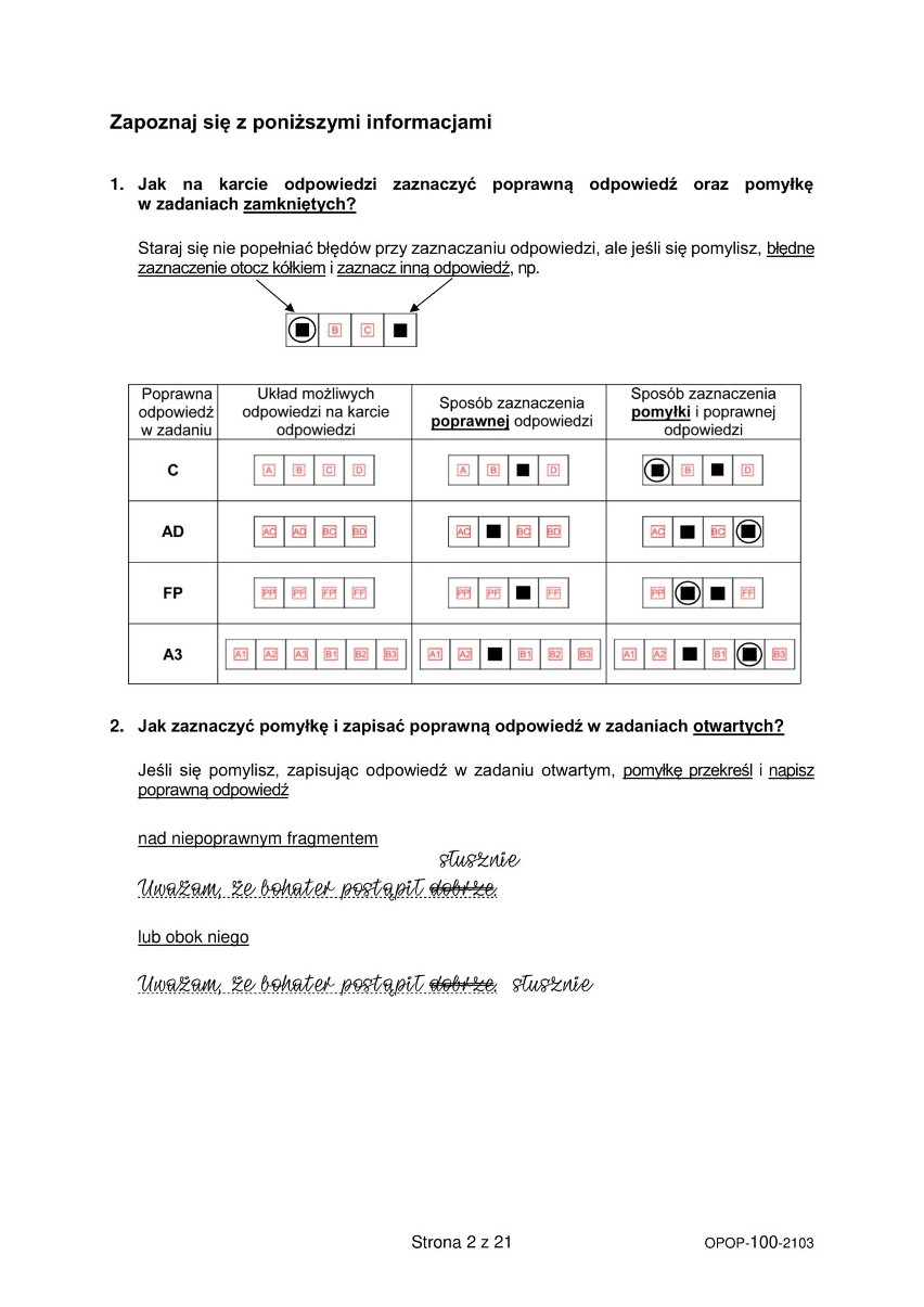 Niezbędne informacje dla zdających egzamin. Odpowiedzi na...