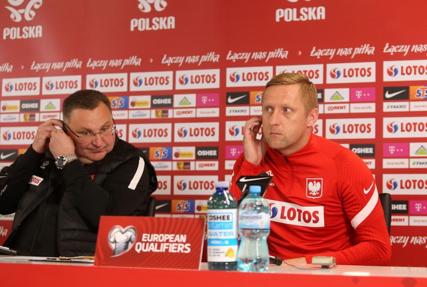 Trener kadry Czesław Michniewicz podczas konferencji...