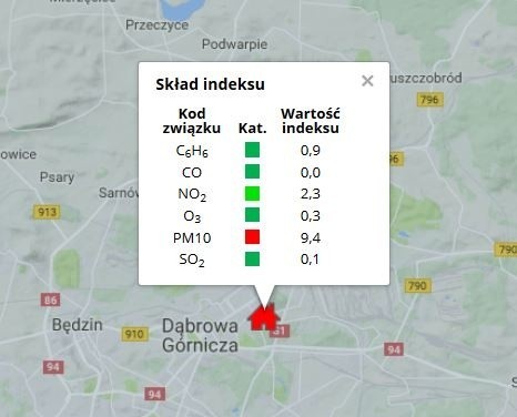 Stężenie pyłu zawieszonego w poniedziałek 5 marca 2017 nawet...