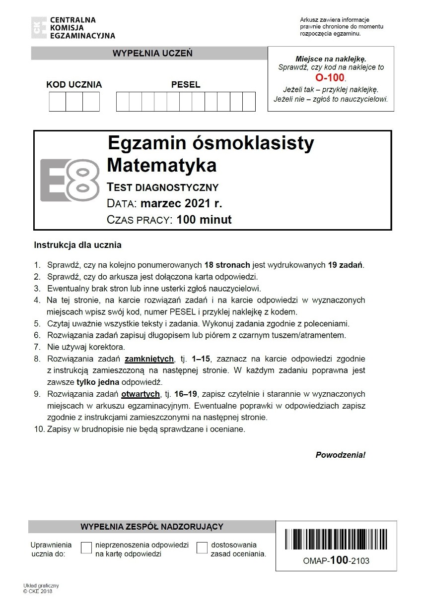 ODPOWIEDZI do egzaminu ósmoklasisty 18.03.2021 z matematyki...