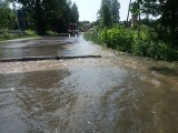 Przerwane obwałowania stawów w Przyborowie, przez bobry woda zalała okoliczne posesje i drogę powiatową