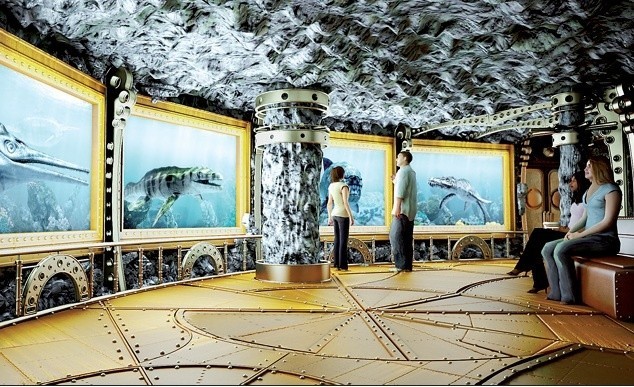 Jedną z atrakcji obiektu będzie oceanarium prehistoryczne. Na zdjęciu wizualizacja tego obiektu.