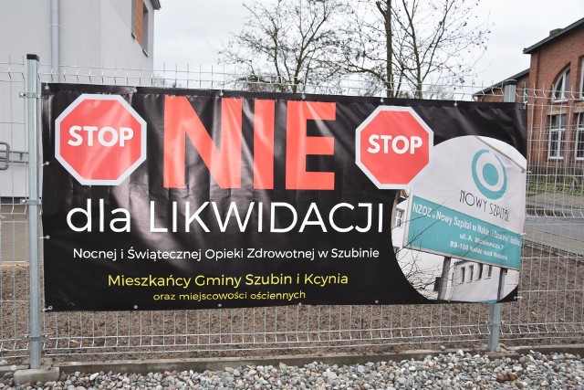 Protest przeciwko zlikwidowaniu w szpitalu w Szubinie nocnej i świątecznej  opieki zdrowotnej