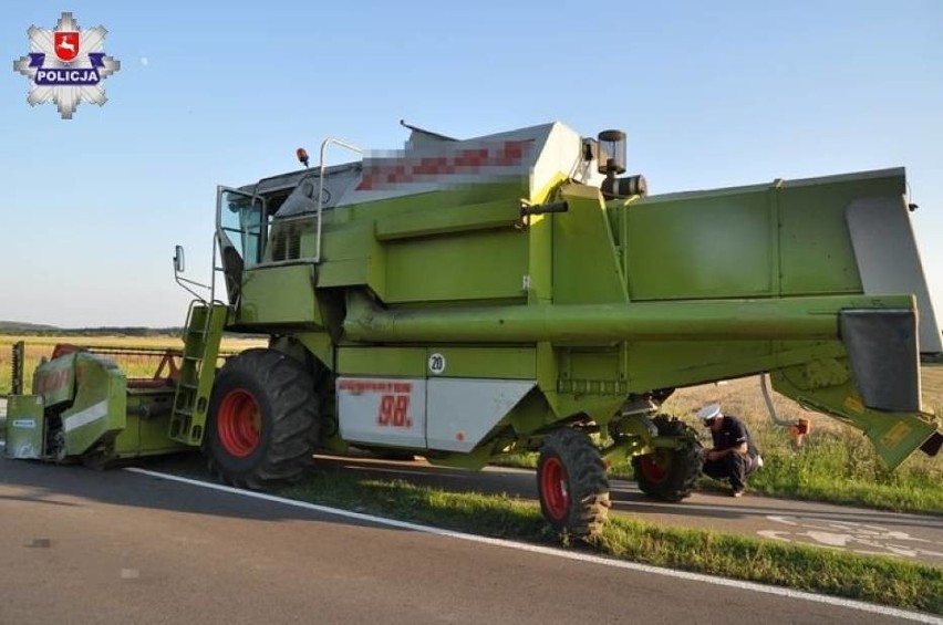 Wypadek w okolicach Józefowa. Motocyklista zderzył się z kombajnem