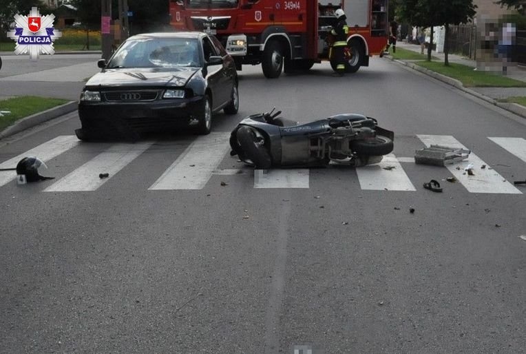 Nietrzeźwy kierowca skutera zderzył się z samochodem osobowym w gminie Piszczac 