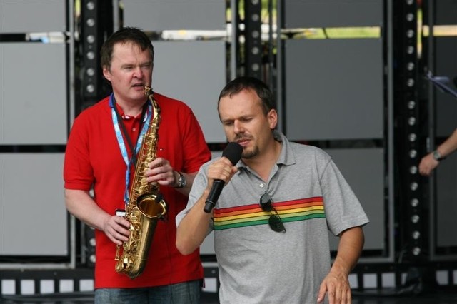 Opole 2009. Próba przed koncertem Superduety. Krzysztof KASA Kasowski i Robert Chojnacki