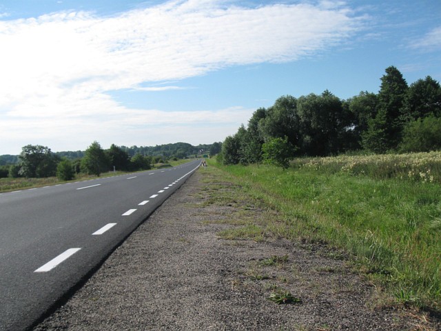 Na tej drodze, na prostym odcinku samochód zjechał do rowu.