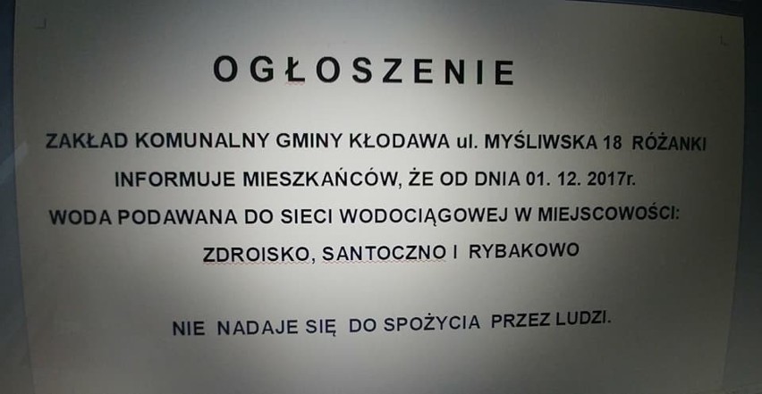 Oficjalny komunikat władz Kłodawy