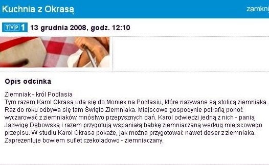 Streszczenie odcinka "Ziemniak - król Podlasia"