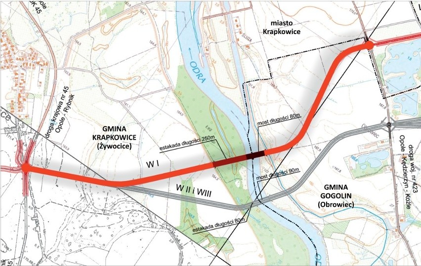 Planowana lokalizacja mostu na rzece Odra w Krapkowicach