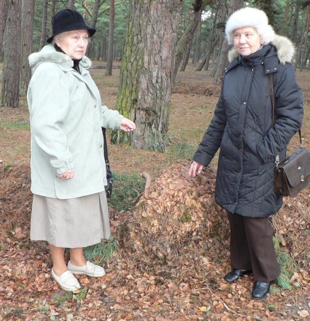 Sterta liści, na którą natknęliśmy się w Pogorzelicy, to jedna z mniejszych hałd. &#8211; Ale i tak powinna stąd jak najszybciej zniknąć &#8211; twierdziły Krystyna Łozicka (z lewej) i Maria Karczewska, turystki ze Szczecina.