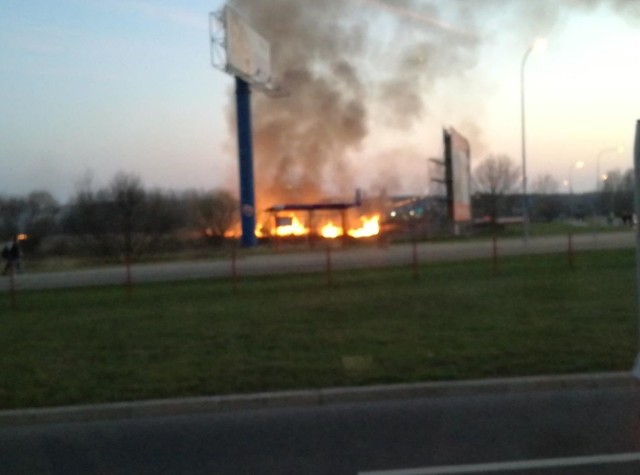 Pożar traw przy Decathlonie w Białymstoku