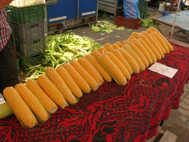 Kukurydza na targu w Stalowej Woli.