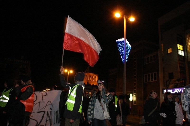 Protest przeciwko ACTA w Koszalinie.