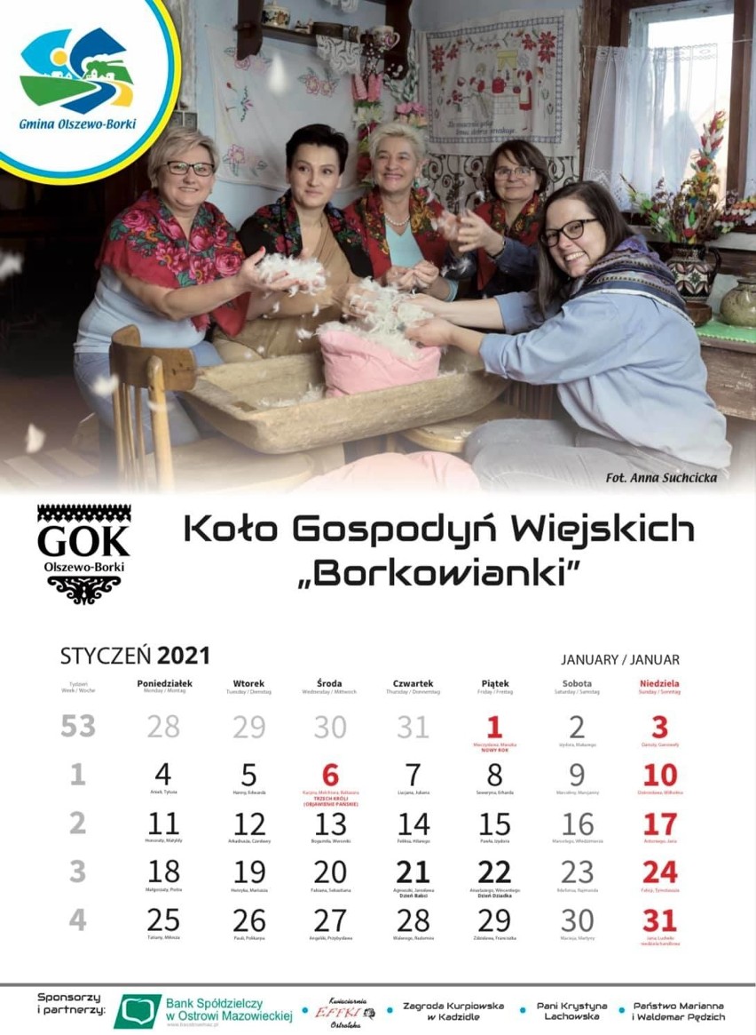 Olszewo-Borki. Gminny Ośrodek Kultury zaprezentował wyjątkowy kalendarz na 2021 rok promujący gminę Olszewo-Borki