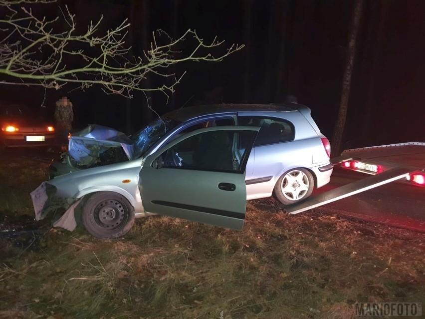 Wypadek między Staniszczami Małymi a Myśliną. Nietrzeźwy kierowca jechał za szybko. Uderzył w drzewo