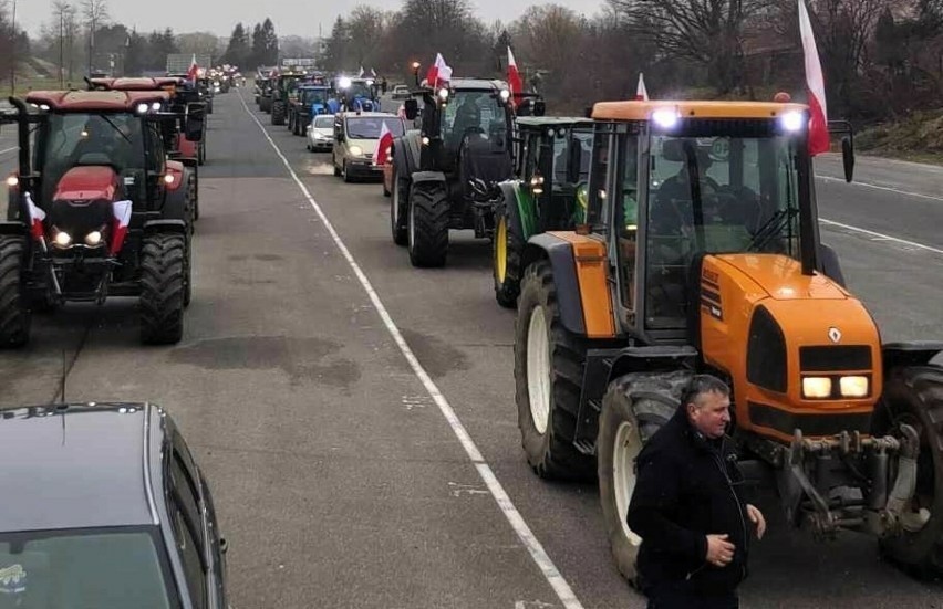 Tak wyglądał protest rolników w okolicy Koszalina