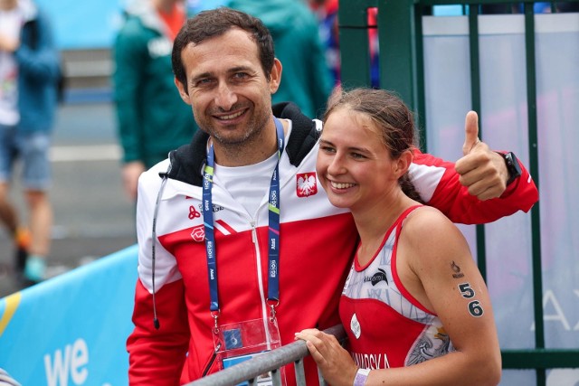 Józefina Młynarska z trenerem. -  To jest mój pierwszy tak poważny start - mówiła 20-letnia krakowianka po zajęciu 26. miejsca