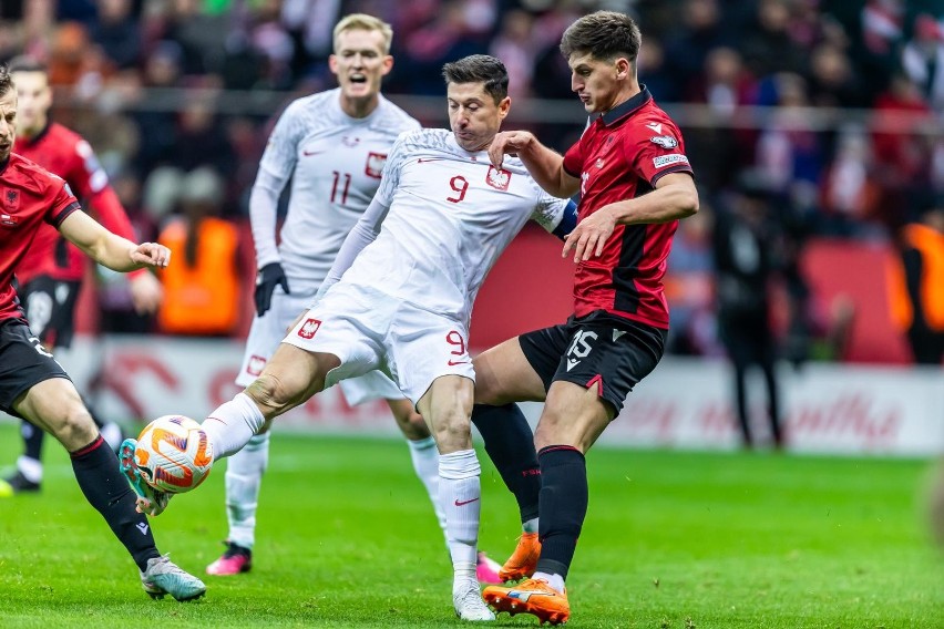 Robert Lewandowski w marcowym meczu Polska – Albania (1:0)...