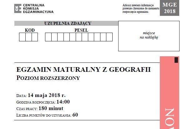 Matura 2018 geografia poziom rozszerzony - arkusze i odpowiedzi 14.05.2018