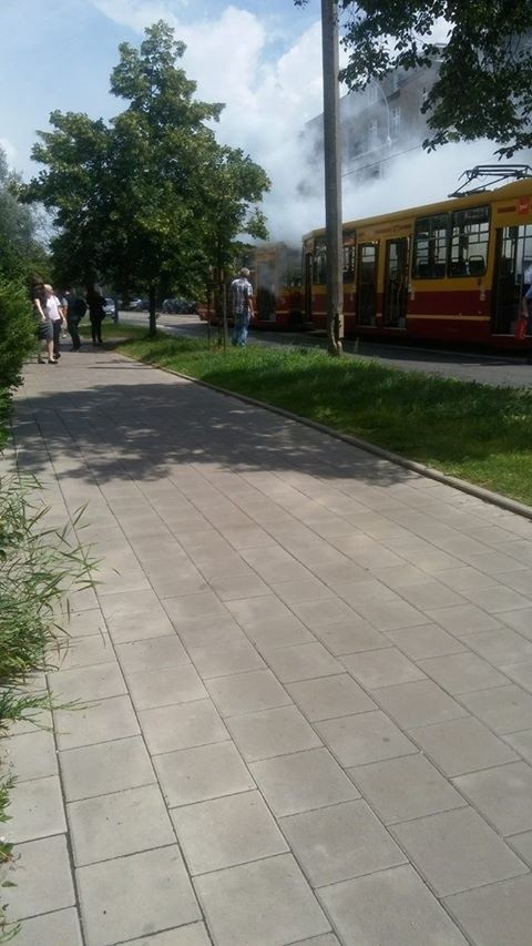 Pożar w tramwaju na ul. Narutowicza