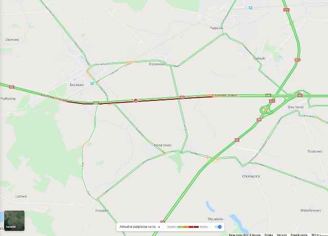 Korek na autostradzie A2 w kierunku Warszawy. Przed PPO w Gołuskach czeka się pół godziny