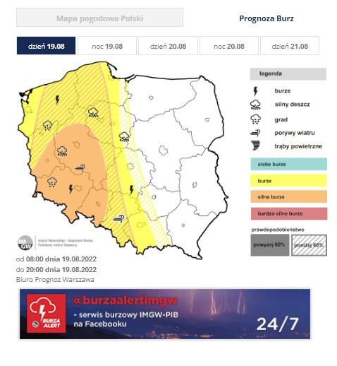 Prognoza burz na dzień 19 sierpnia