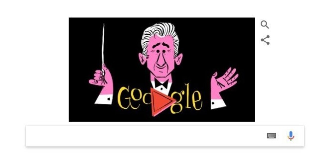 Dzisiaj bohaterem doodle jest Leonard Bernstein.