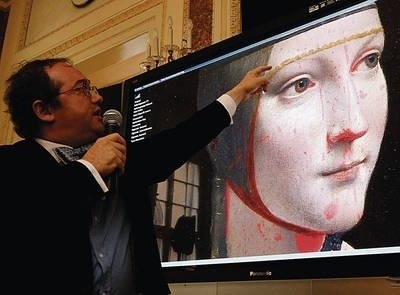 Prezentacja wyników badań naukowych słynnego dzieła Leonarda da Vinci w Muzeum Czartoryskich, 2009 r. Fot. Piotr Kędzierski