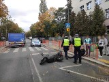 Wypadek motocyklisty na skrzyżowaniu ul. 1 maja z ul. Rejtana w Opolu