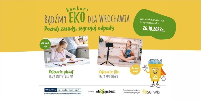 Konkurs „Bądźmy EKO dla Wrocławia” -  czekamy na Wasze zgłoszenia do 26 października!