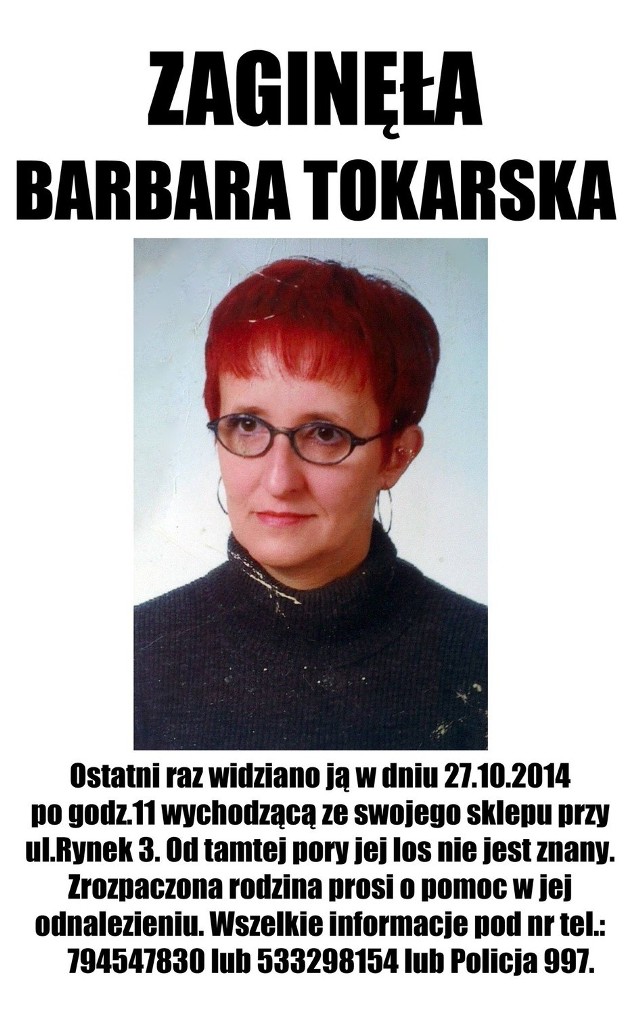 Barbara Tokarska poszukiwana jest od zeszłego poniedziałku (27.10)