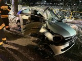 Wypadek w Sierakowicach. Stracił panowanie nad pojazdem i uderzył w drzewo