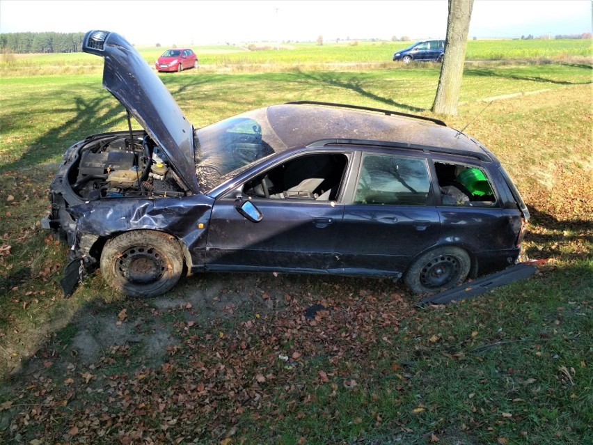 Piotrowo Krzywokoły: Wypadek samochodu osobowego marki audi. Dziecko trafiło do szpitala [ZDJĘCIA]